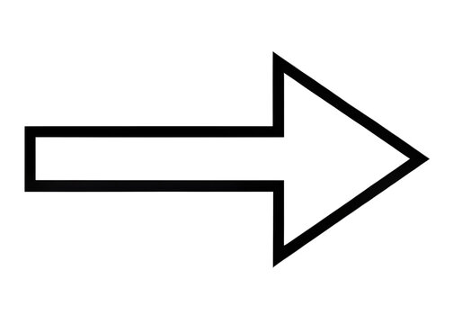 Black outline arrow pointing to the right isolated on transparent background