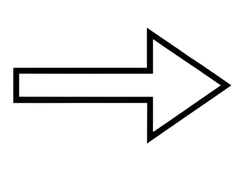 Black outline arrow pointing to the right isolated on transparent background