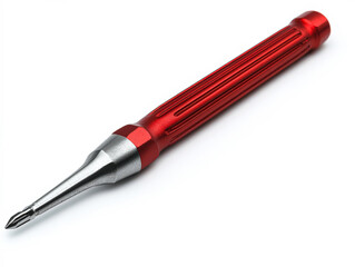 This precision screwdriver features a striking red handle and a shiny metallic tip, ideal for intricate repair tasks and assembly work, highlighting quality and functionality in design