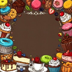 Colorful sweet treats border