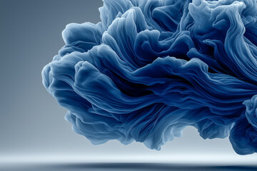 躍動感と優雅さを兼ね備えた青い波、流れと動きのある美しい布の質感