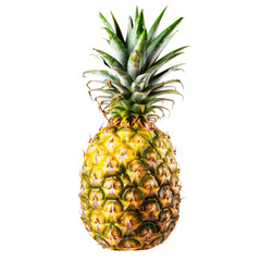 Fototapeta premium and keyword list based on the image provided.. Ripe Pineapple Standing Upright Against a Plain Dark Background.