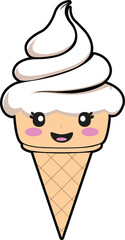 Colorful happy smiling ice cream icon sticker