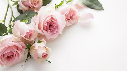 Bridal Blooms: Exquisite Pink Rose Wedding Border – Soft Blush and Fuchsia Roses in Full Bloom, Intertwined with Ivory Baby’s Breath and Silky Green Leaves, Framing a Delicate Edge for Wedding Invitat