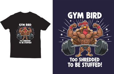 Funny Strong Gym Turkey Lifting Barbell – Thanksgiving Workout T-Shirt Design 