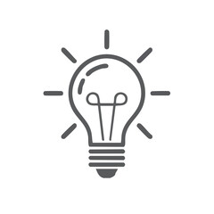 A simple illustration of a lightbulb with light beams, representing idea generation and innovation