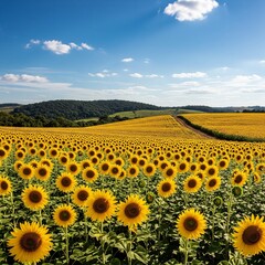 Fototapeta premium Yellow Sunflower Field in Brazil