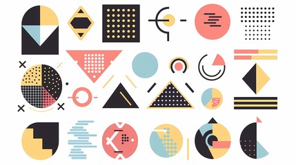 Logo modernism aesthetics vector abstract shapes collection made with minimalist geometric forms and graphics elements, Generative AI illustrations.