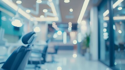 Blurred dental clinic background, Defocused interior of modern dental office,  Beautiful dental cabine, Generative AI illustrations.
