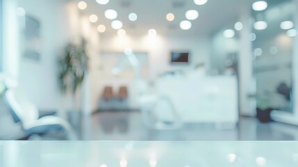 Blurred dental clinic background, Defocused interior of modern dental office,  Beautiful dental cabine, Generative AI illustrations.
