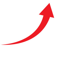 Red Curved Graph with Arrow – Growth Chart Icon, Transparent PNG File