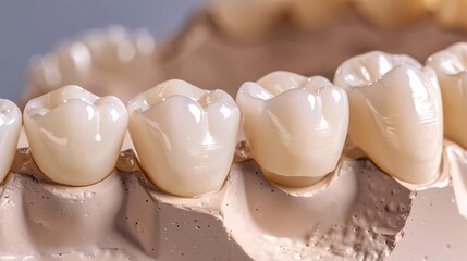Close up Implan model tooth support fix bridge implan and crown, Generative AI illustrations.