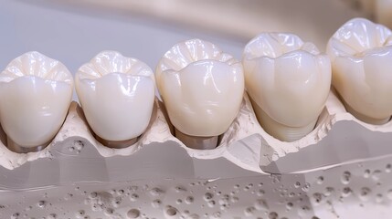 Close up Implan model tooth support fix bridge implan and crown, Generative AI illustrations.