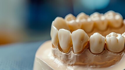 Close up Implan model tooth support fix bridge implan and crown, Generative AI illustrations.