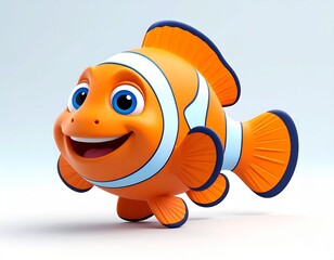 claymorphic 3d funny clownfish cartoon