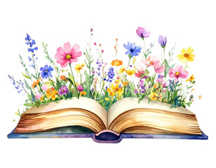 open book with colorful flowers