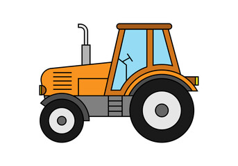 Tractor naranja en fondo blanco