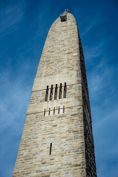 Top of Bennington Battle Monument, a 306 foot tall obelisk in Bennington, Vermont commemorates the Battle of Bennington in 1777.