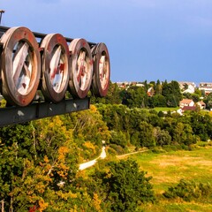 Countryside landscape with circular structures