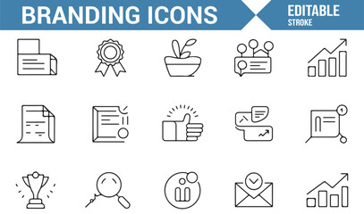 Editable Icons for Business Growth and Branding Strategy Projects