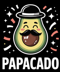 Retro Vintage Funny Papacado Vegan Dad Avocado