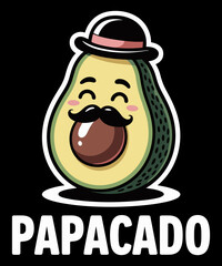 Retro Funny Papacado Vegan Dad Avocado