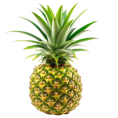 Fototapeta premium and keyword list based on the image.. Isolated Ripe Pineapple with Crown Displayed on Black Backdrop