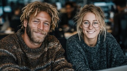 Two happy diverse young professionals working together using a laptop at work, manager consulting employee, learning software in office