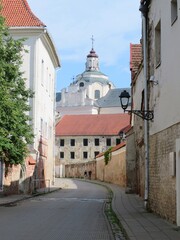 historic old town with street of Vilnius-capital of Lithuania, Europe in summer