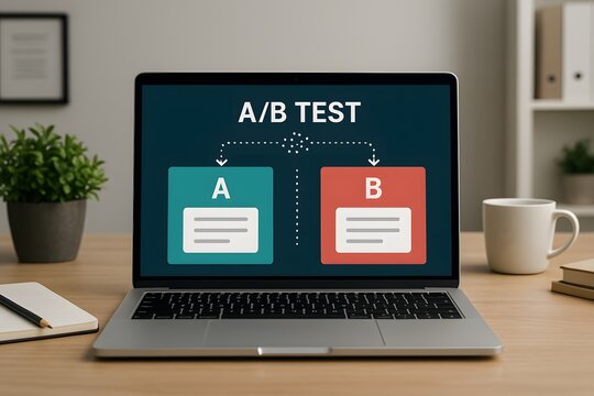 A/B testing concept on a laptop screen. 