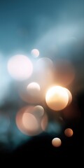 Abstract bokeh light burst with soft blue and warm orange glow