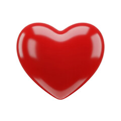 Shiny red heart symbol isolated on black reflective surface for love and romance themes transparent background