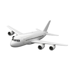 Obraz premium Modern white passenger jet airplane flying mid air isolated against deep black background detailed aviation. transparent background