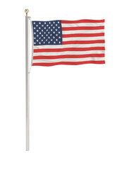 American flag isolated on transparent background. 3D illustration