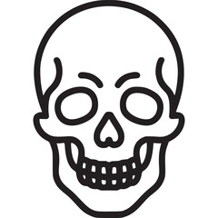 Vector art of black outline of a human skull, a classic symbol of death and danger