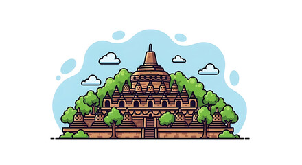 Indonesian Temple VECTOR Illustration A Detailed Pixel Art Design
