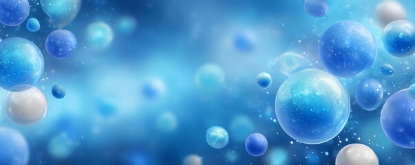 Abstract Blue Bubbles 3D Render of Floating Spheres, Digital Art, Concept Background, Blue, Sphere, Abstract Abstract Background, 3D Rendering