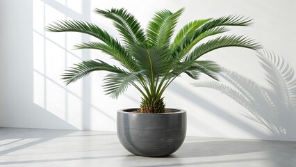 Elegant Sago Palm in Modern Pot Enhancing a Bright Interior Space