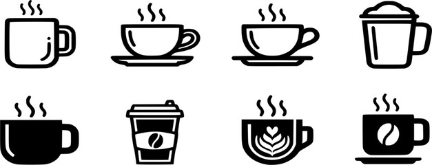 Coffee cup icon vector set. Tea cup illustration sign collection. Mocha symbol or logo.