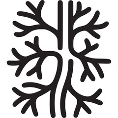 Vector art of stylized black tree branches forming an abstract symmetrical pattern