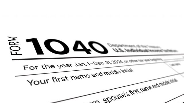 Form 1040 IRS Animated Individual Income Tax Return Amount You Owe Close up Concept Footage