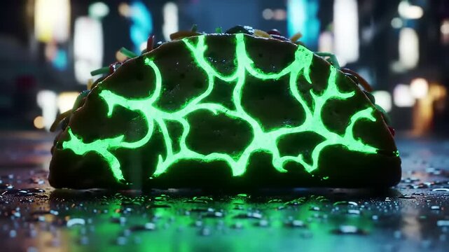 Glowing green taco design