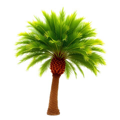 Photo of palm tree with a thick trunk isolated on transparent background