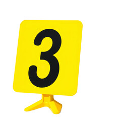 Photo of yellow plastic sign isolated on transparent background
