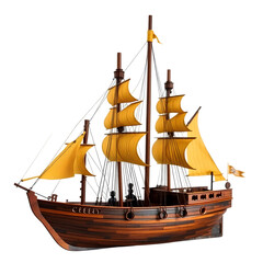 Photo of wooden ship model isolated on transparent background