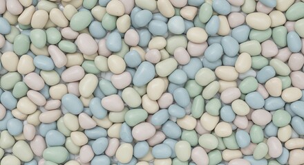 Pastel-Colored Candy Pebbles: Overhead View, Smooth Texture, Sweet Treat.