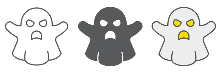Ghost icon collection, halloween, ghost sign vector set graphics, editable stroke linear icon, eps 10