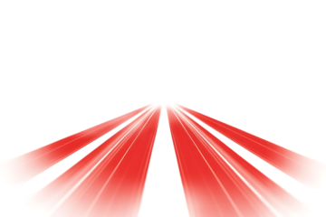 Red light beams radiating from a central point against a White background with gradient effect on transparent background