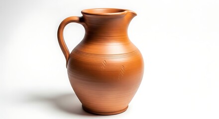 Earthenware Pitcher Isolated on white - Rustic Water Jug