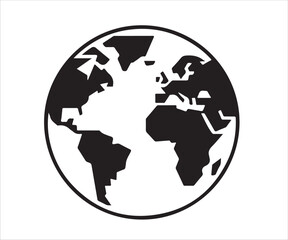 Minimalist Black and White Globe Silhouette with Continents